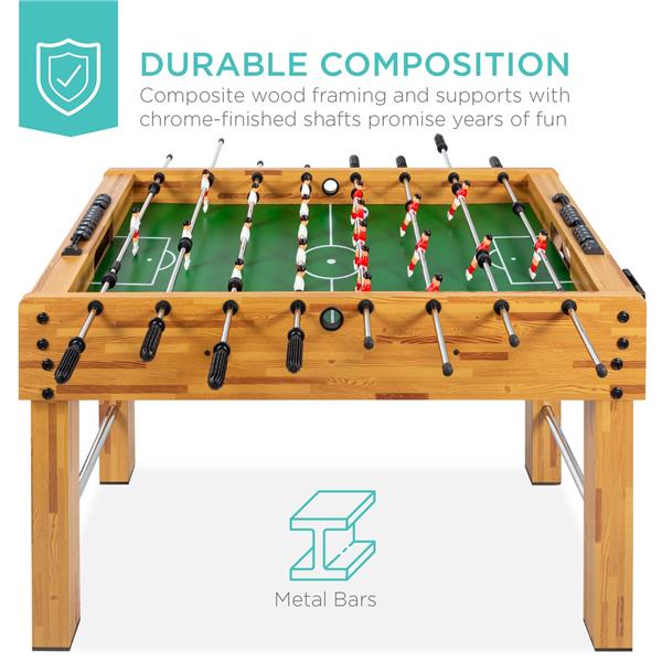 Foosball Game Table, Arcade Table Soccer w/ 2 Cup Holders, 2 Balls - 48in-5