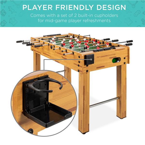 Foosball Game Table, Arcade Table Soccer w/ 2 Cup Holders, 2 Balls - 48in-7
