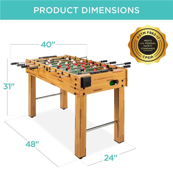 Foosball Game Table, Arcade Table Soccer w/ 2 Cup Holders, 2 Balls - 48in-8