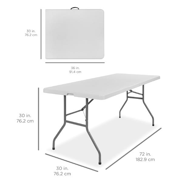 6ft Portable Folding Plastic Dining Table w/ Handle, Lock-6