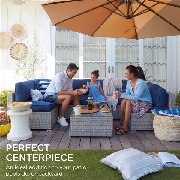 7-Piece Modular Wicker Sectional Conversation Set w/ 2 Pillows, Cover-5