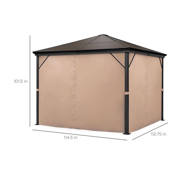 Outdoor Hardtop Gazebo w/ Aluminum Frame, Side Curtains, Netting - 10x10ft-8