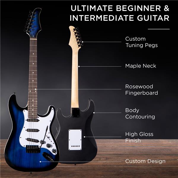 Beginner Electric Guitar Kit w/ Case, 10W Amp, Tremolo Bar - 39in-2